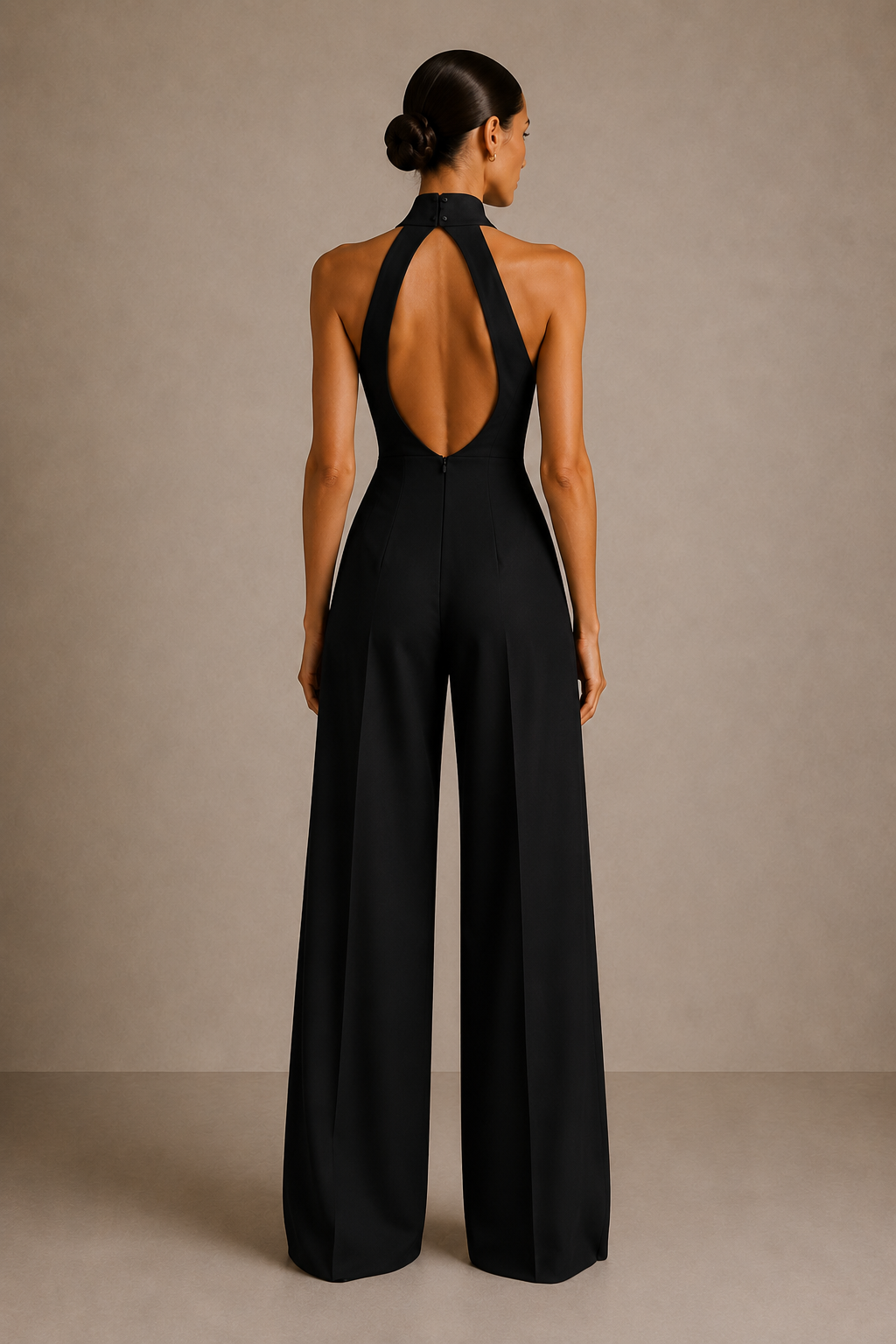 The Halter Jumpsuit in Black — back view