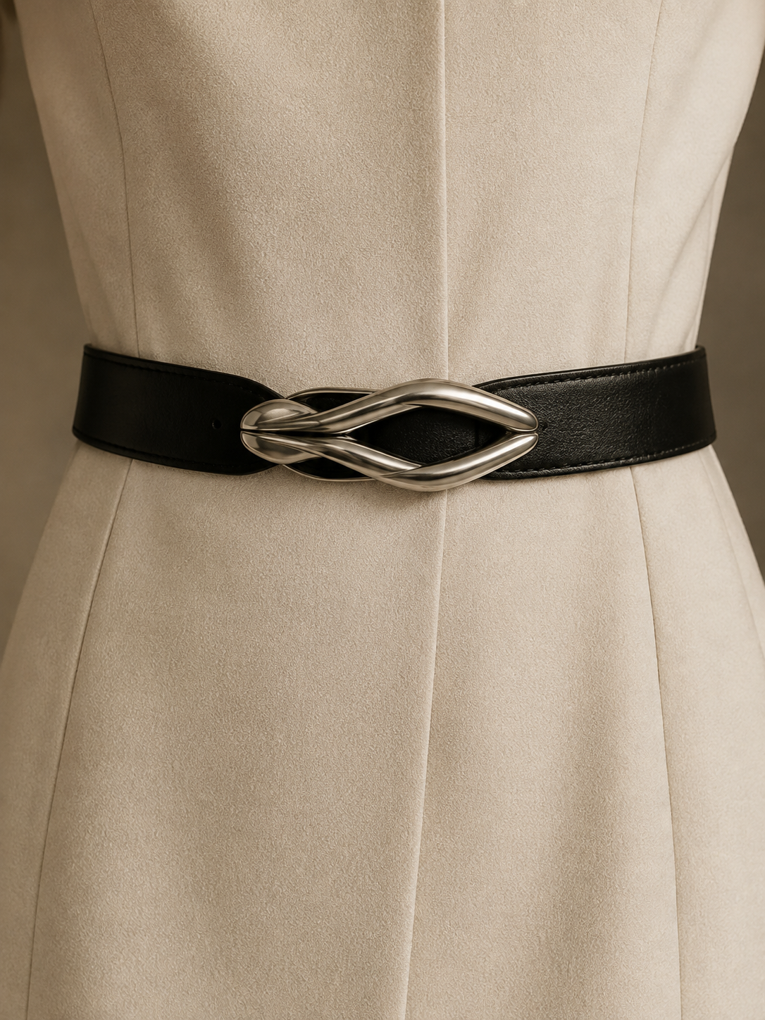 The Leather Belt in Black — back view