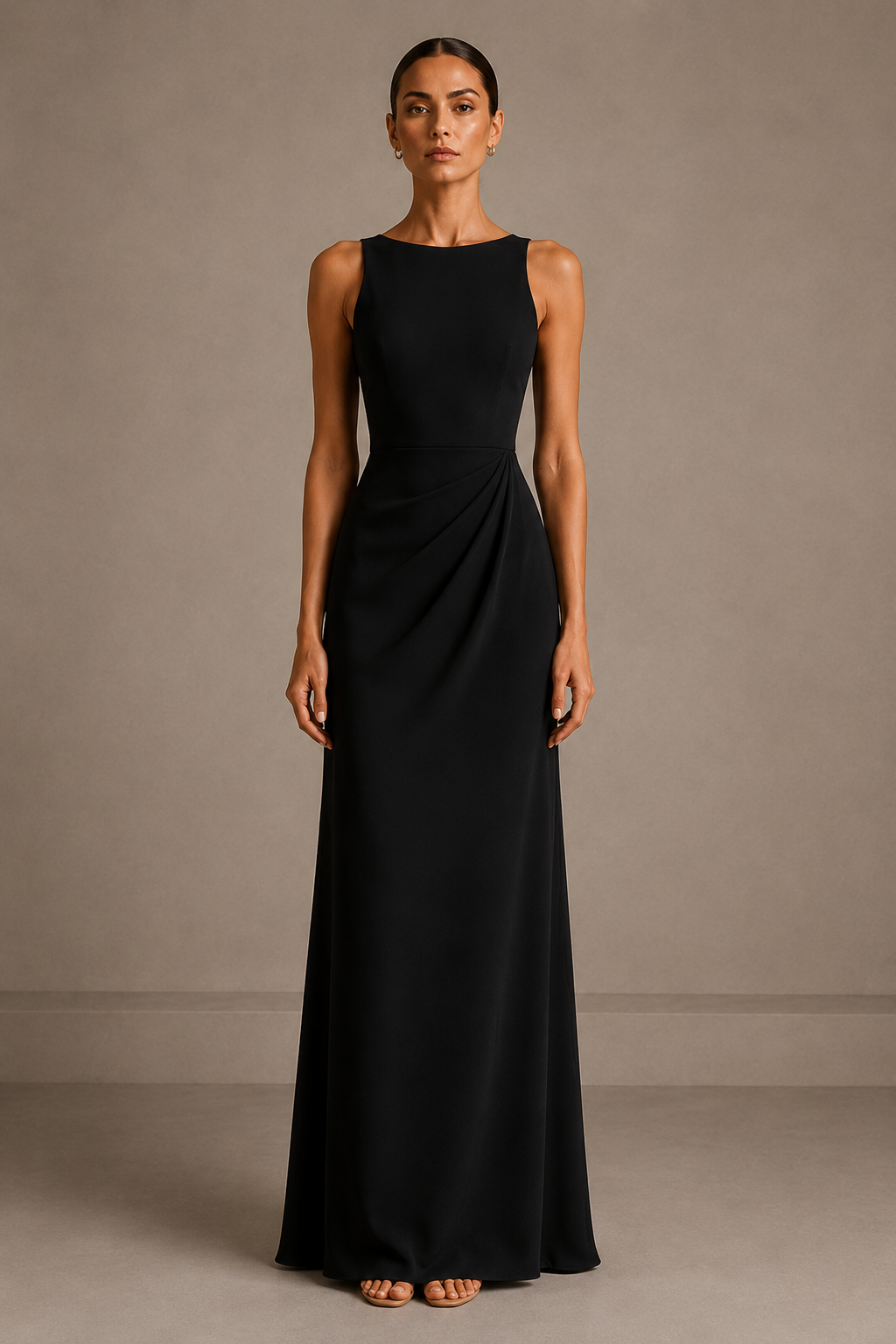 The Draped Gown in Black — front view
