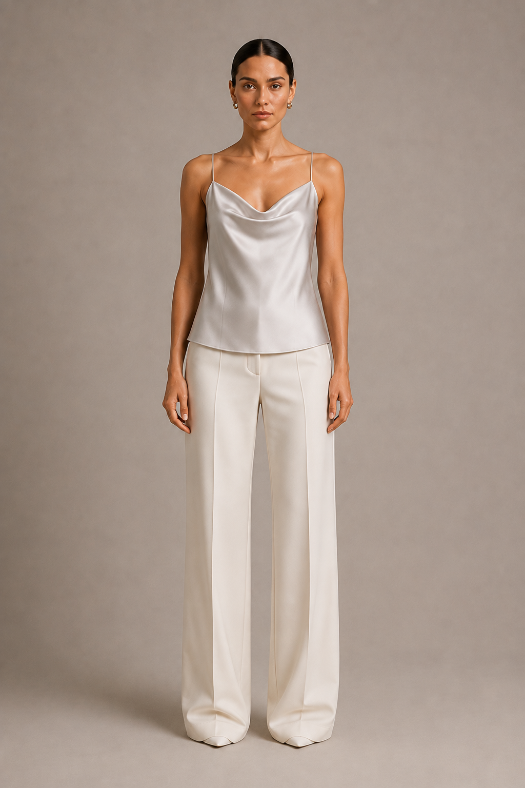 The Silk Camisole in Silver Mist — front view