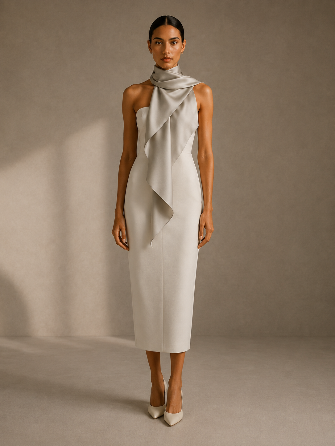 The Silk Scarf in Silver Mist — front view