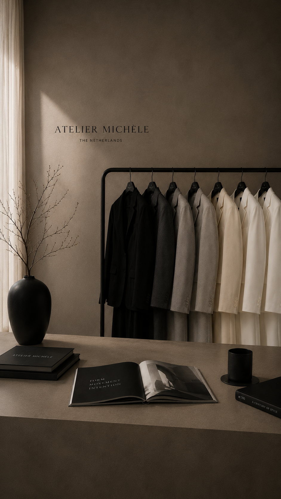 Atelier Michèle showroom interior with garments on display
