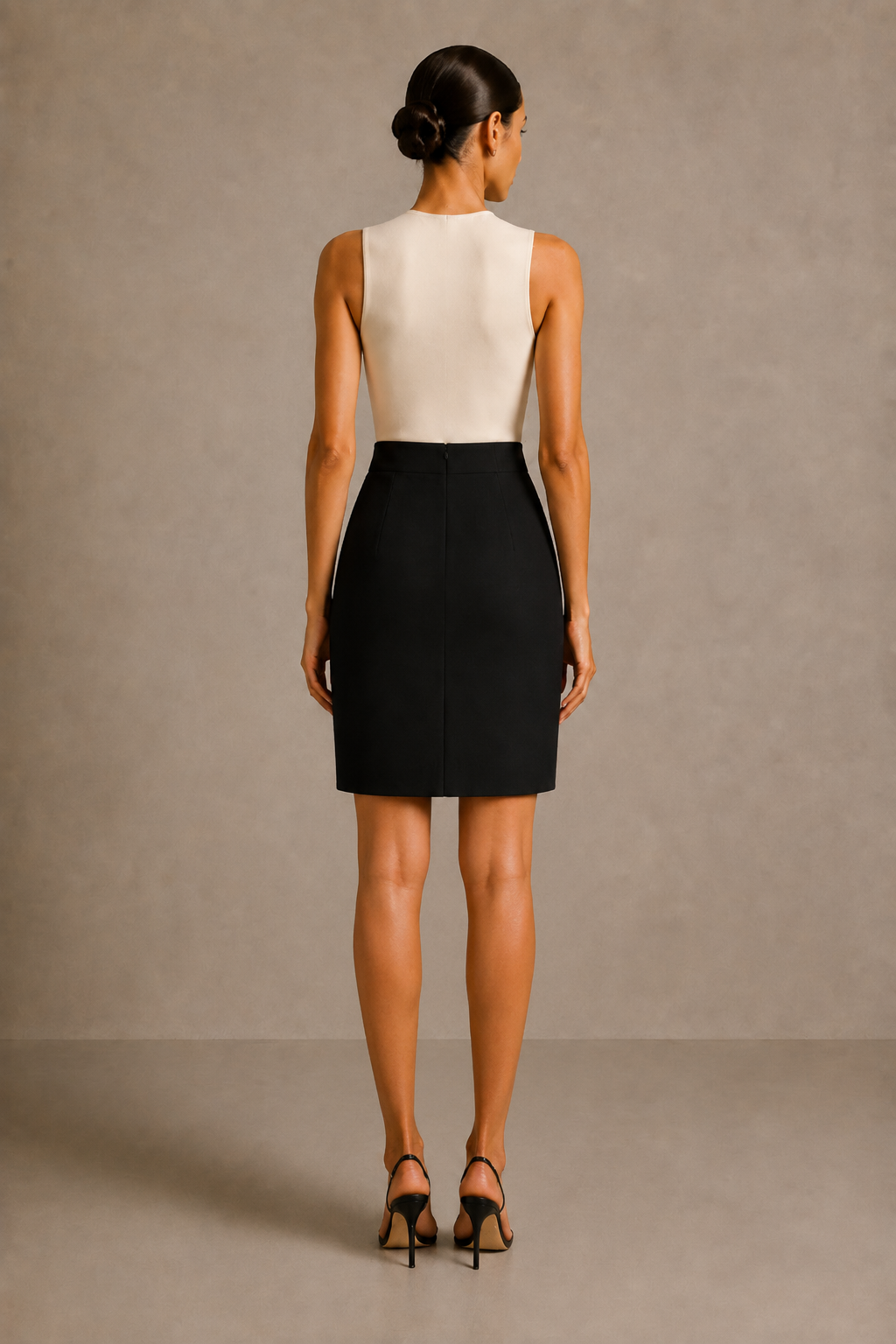 The Column Skirt in Black — back view