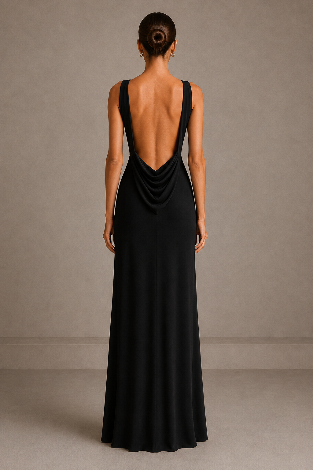 The Draped Gown in Black — back view