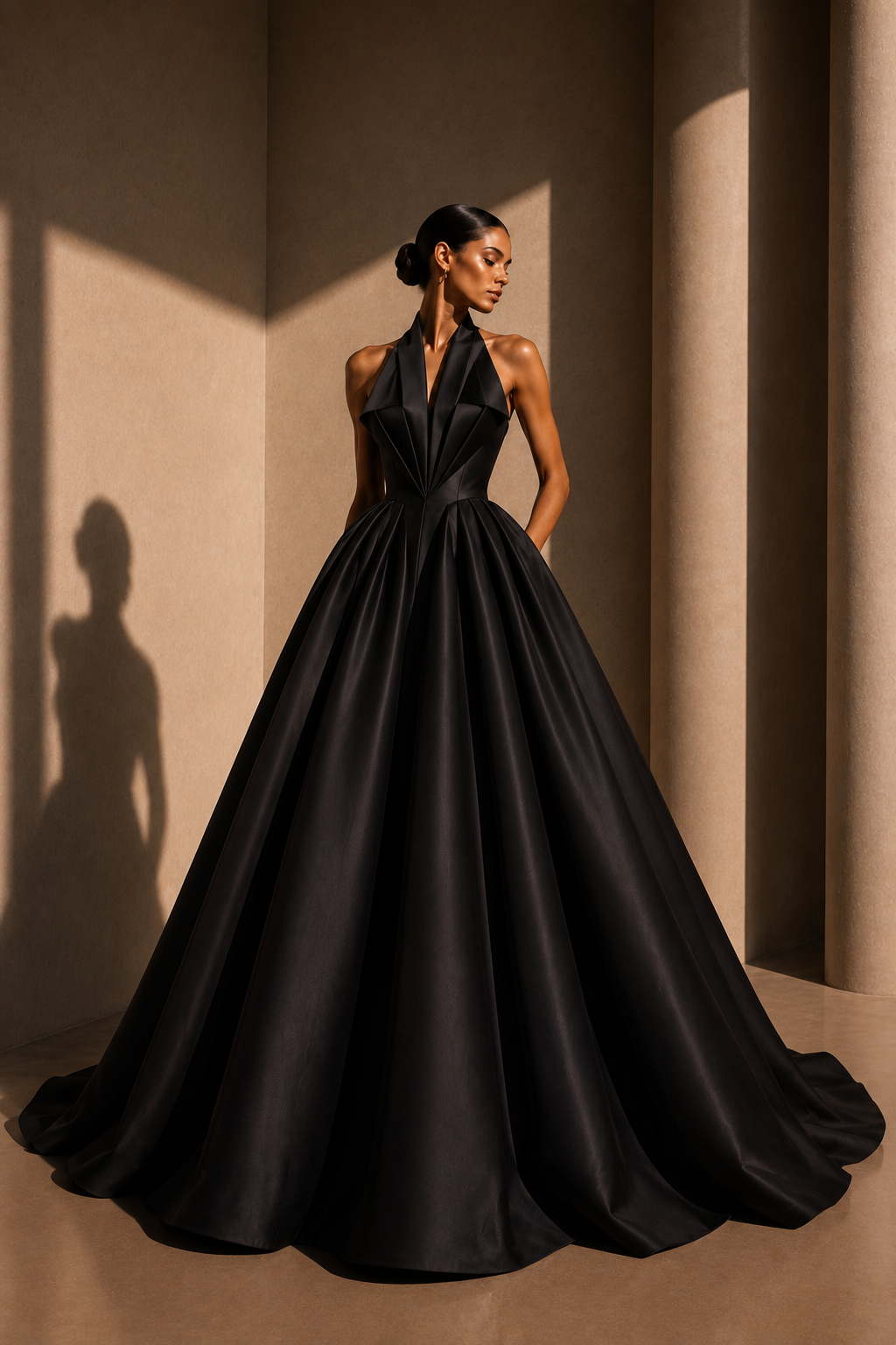 The Sculpted Gown in Black — front view