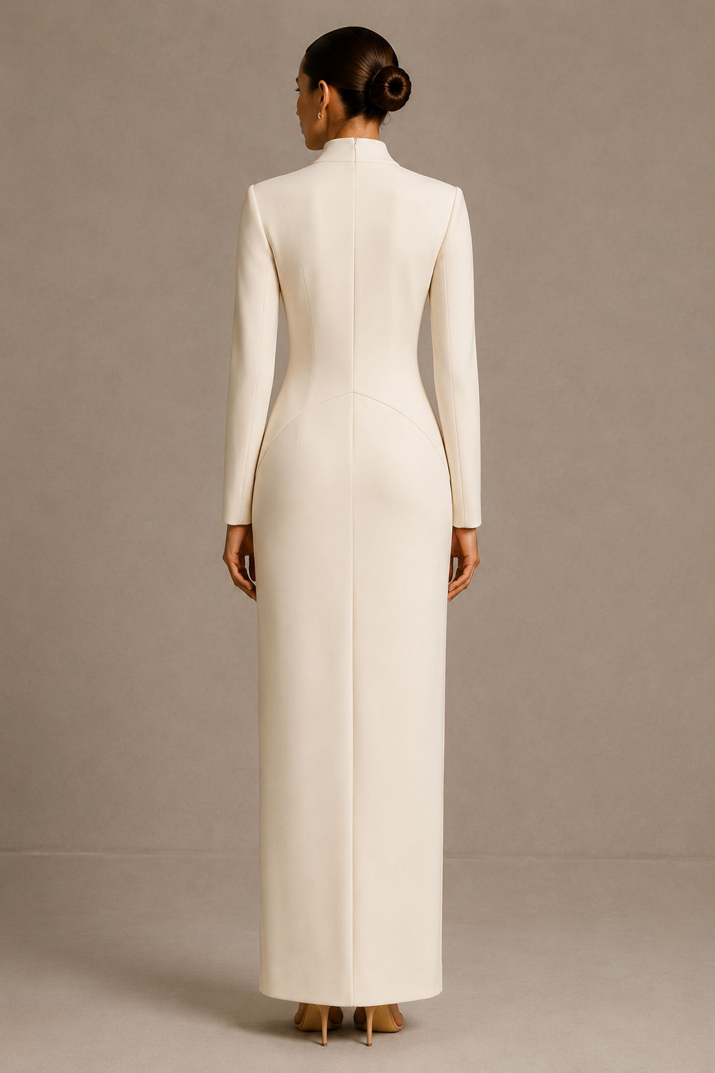 The Column Dress in Ivory — back view
