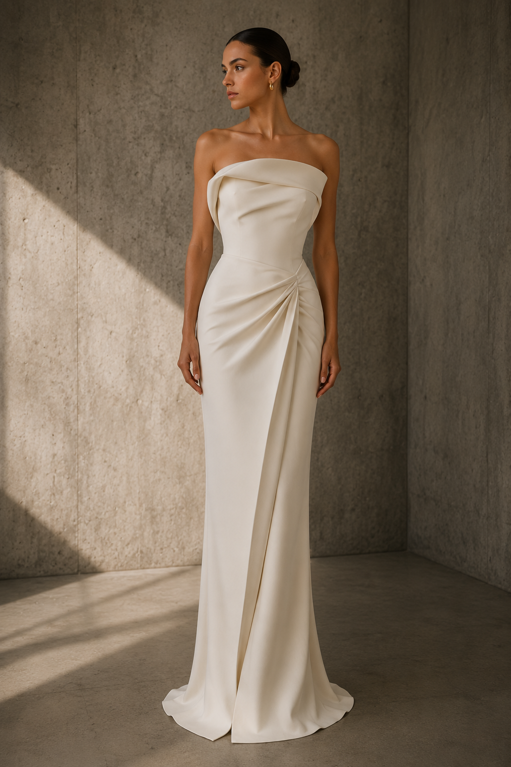 The Draped Gown in Ivory — front view