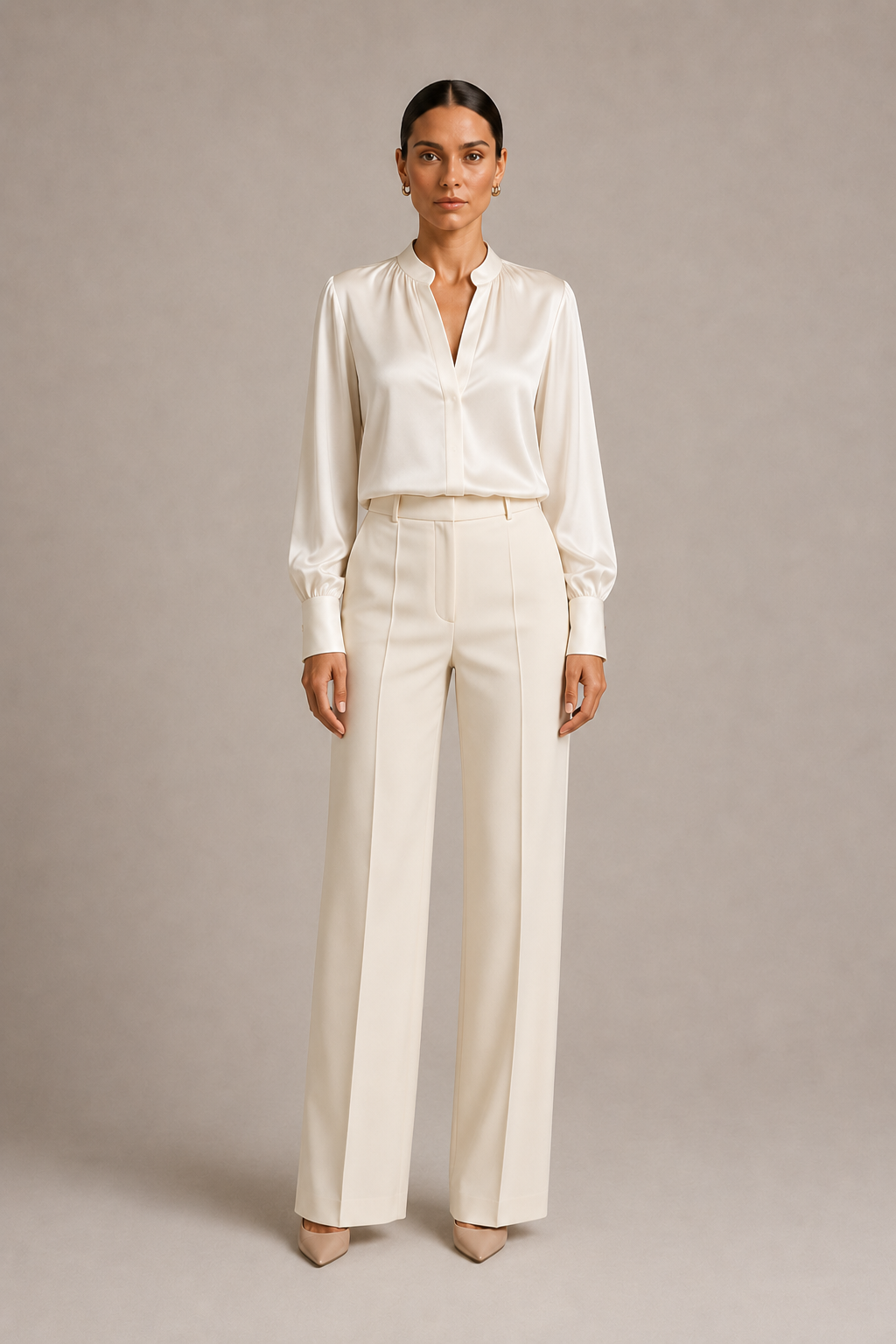The Silk Blouse in Ivory — front view