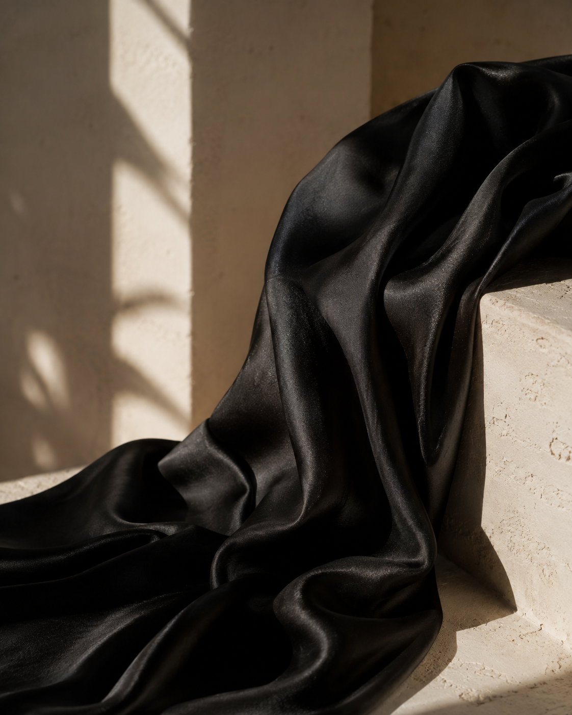 Capsule Collection — black satin fabric detail