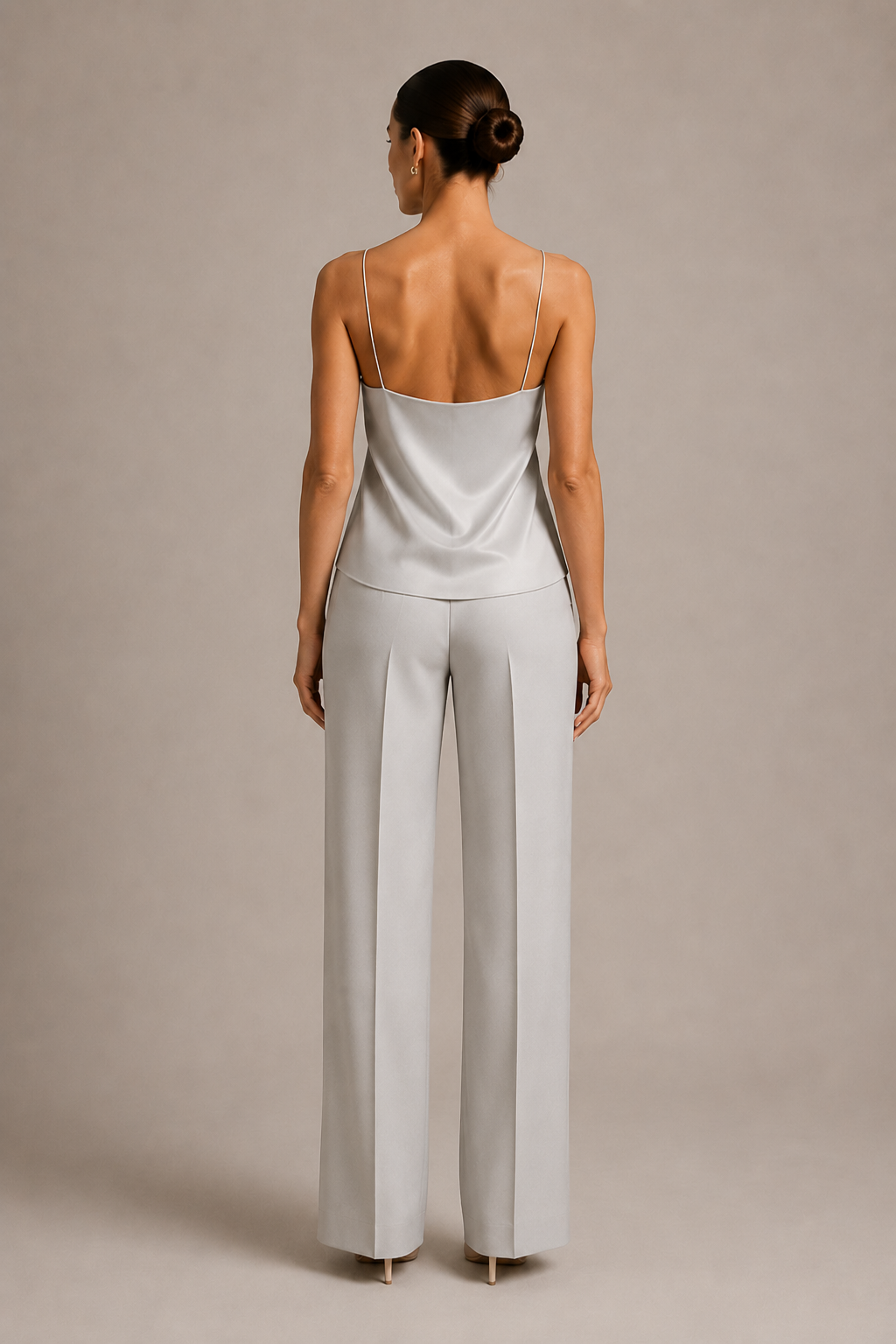 The Silk Camisole in Silver Mist — back view