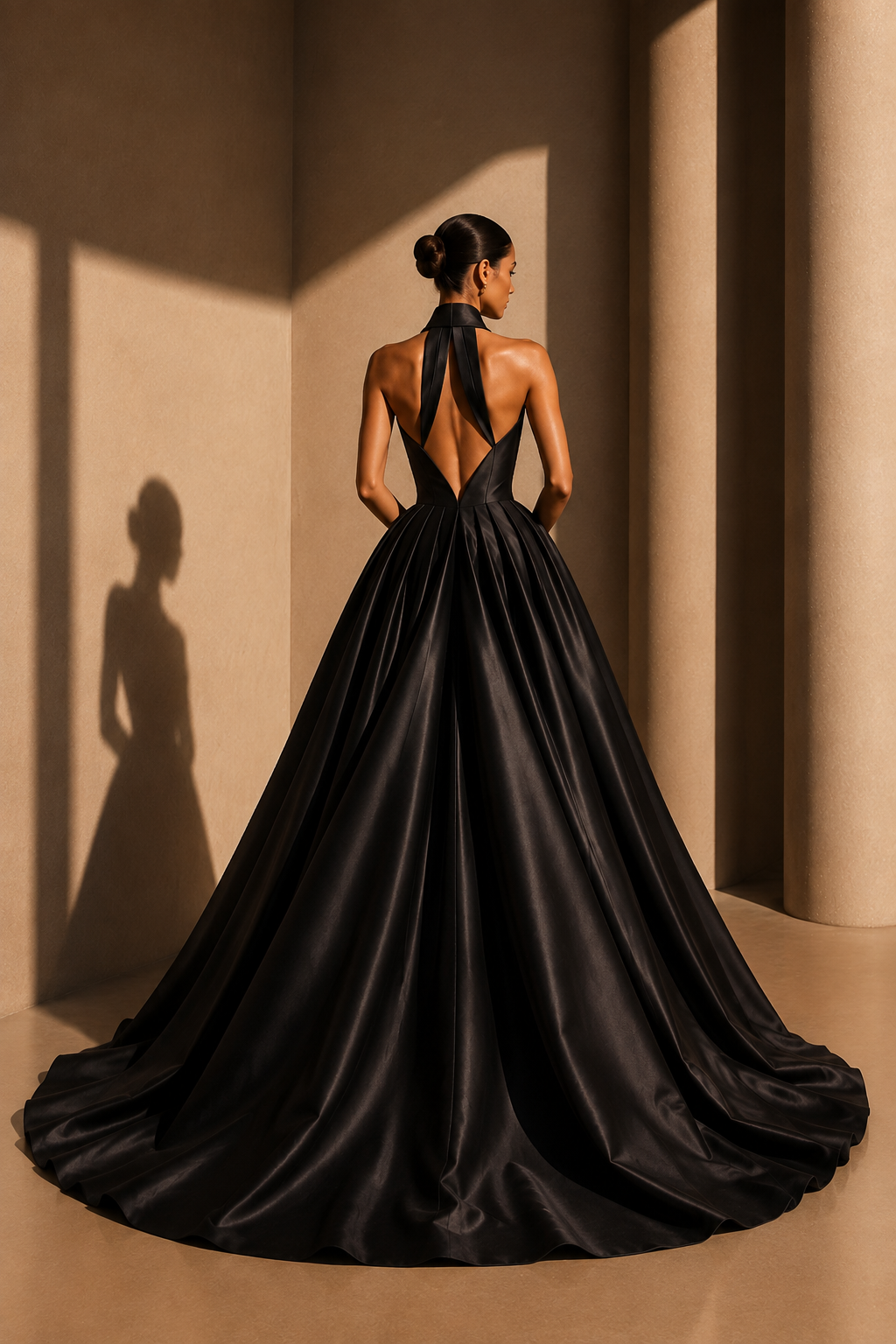 The Sculpted Gown in Black — back view