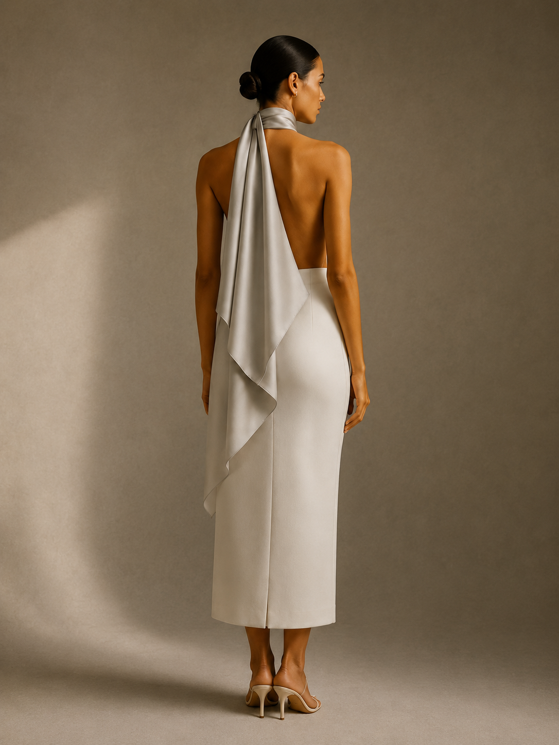 The Silk Scarf in Silver Mist — back view